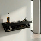 Hidden. shelf in Matte Black, styled and open in a modern living room