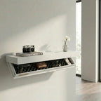 Hidden. shelf in White, styled and open in a bright room